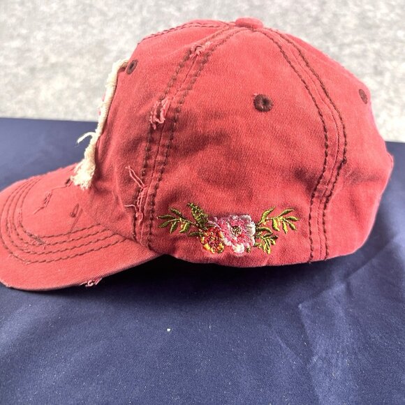 Mama Bear Embroidered 4350 District Cap Hat With Hook Loop Back Red Distressed - Picture 3 of 9